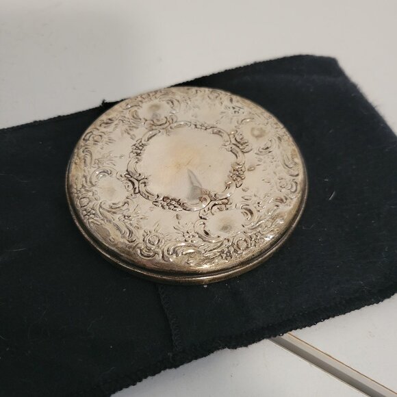 Sterling Silver Towle Cosmetic Mirror with Velvet Case for Travel - Picture 1 of 3